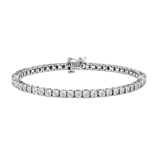 IGI Certified .925 Sterling Silver 1.0 Cttw Miracle-Set Diamond Tennis Bracelet