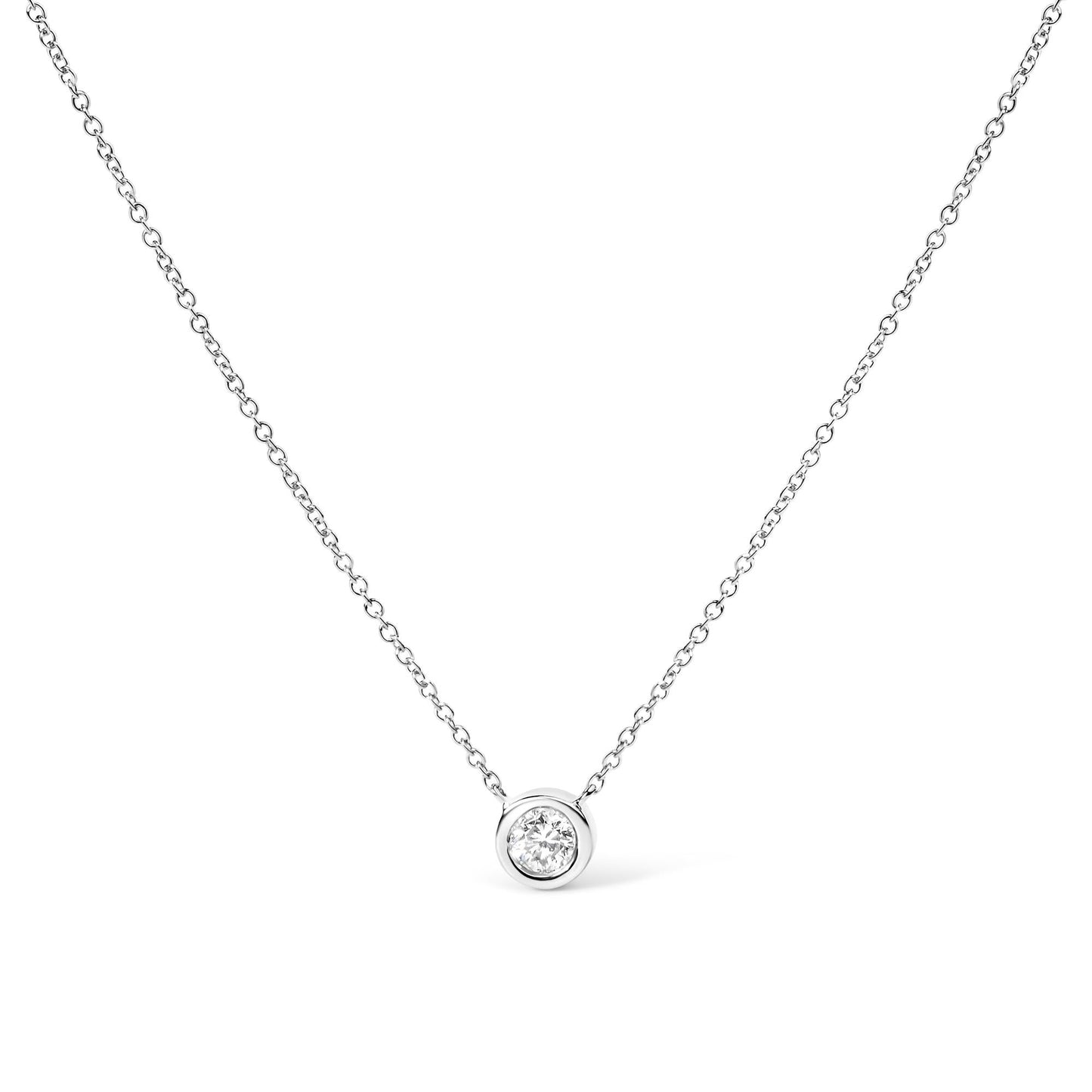 14K Gold Lab Grown Diamond Modern Bezel-Set Solitaire 16"-18" Pendant Necklace