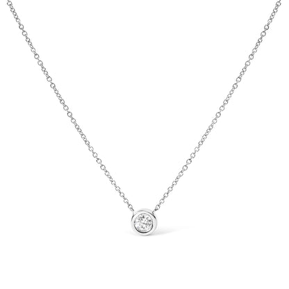 14K Gold Lab Grown Diamond Modern Bezel-Set Solitaire 16"-18" Pendant Necklace