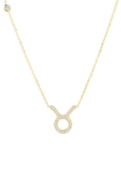 Taurus Necklace in gold with white zircons