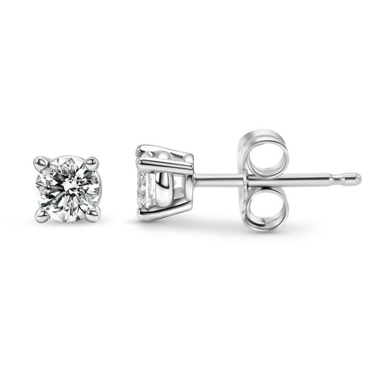 Pair of 0.25 ctw diamond stud earrings on a white background
