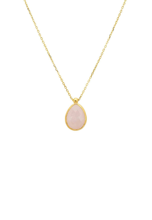 Rose Quartz drop necklace in gold