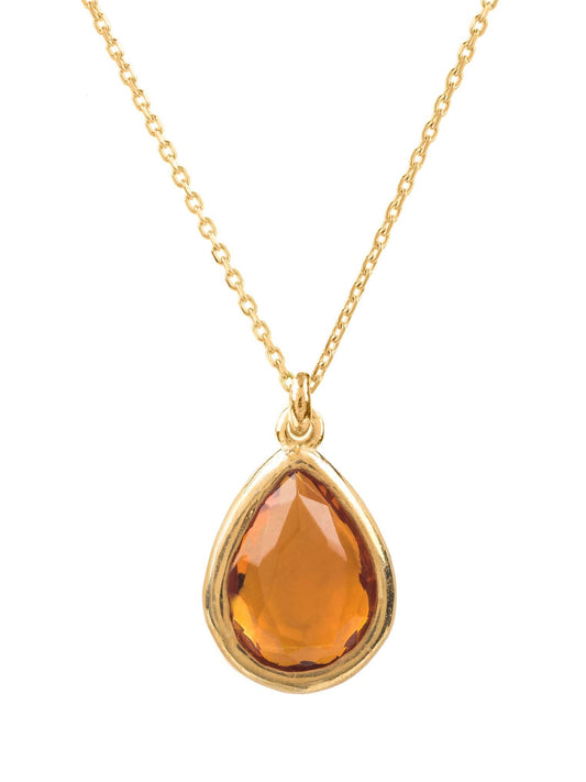 Mini Teardrop Necklace Gold Citrine