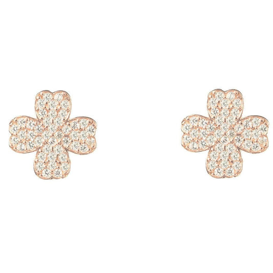 Four Leaf Clover Earrings with cubic zirconia in sterling silver