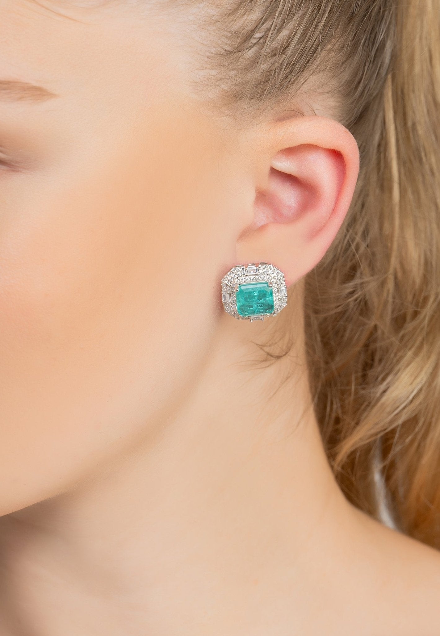 Kara Paraiba Tourmaline Large Stud Earrings Silver