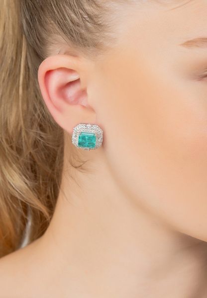 Kara Paraiba Tourmaline Large Stud Earrings Silver