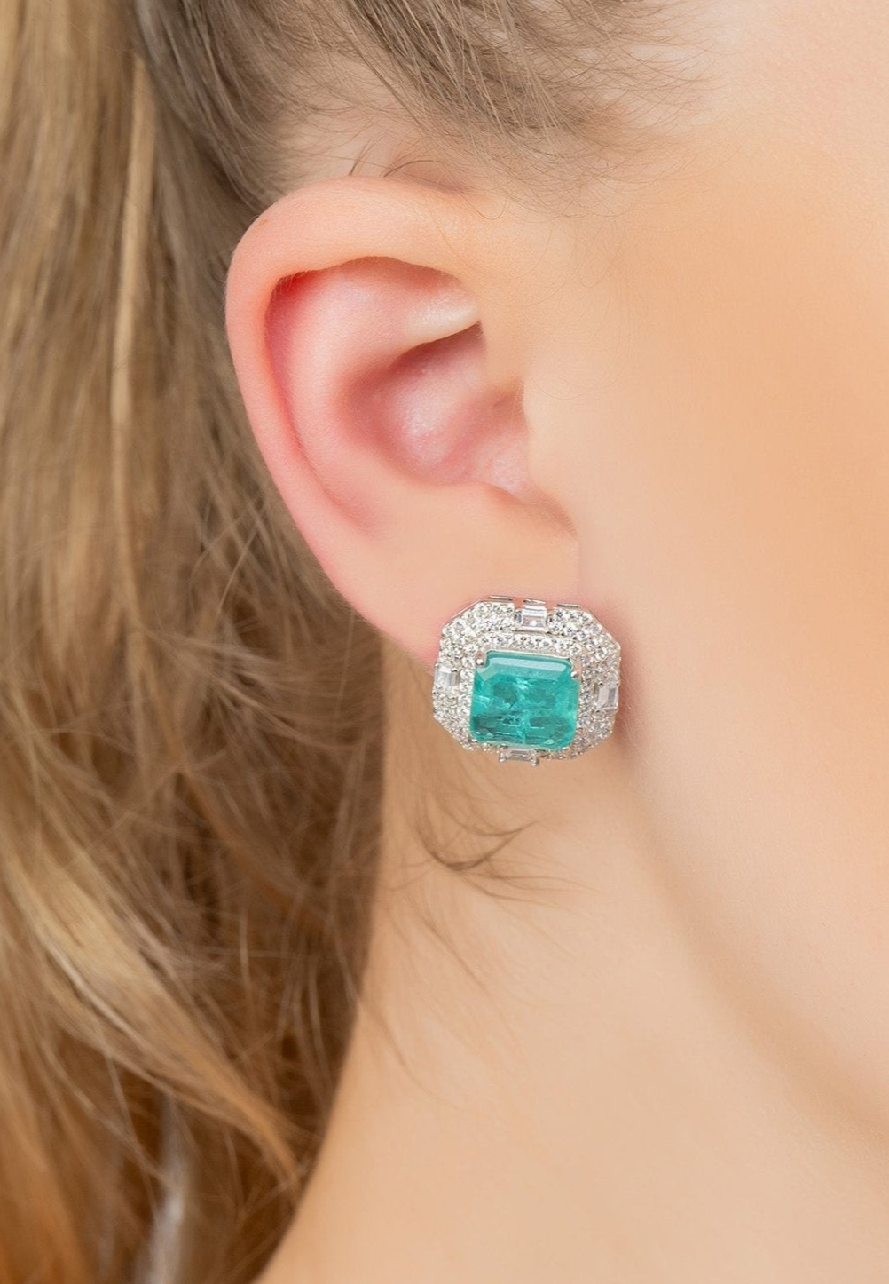 Kara Paraiba Tourmaline Large Stud Earrings Silver