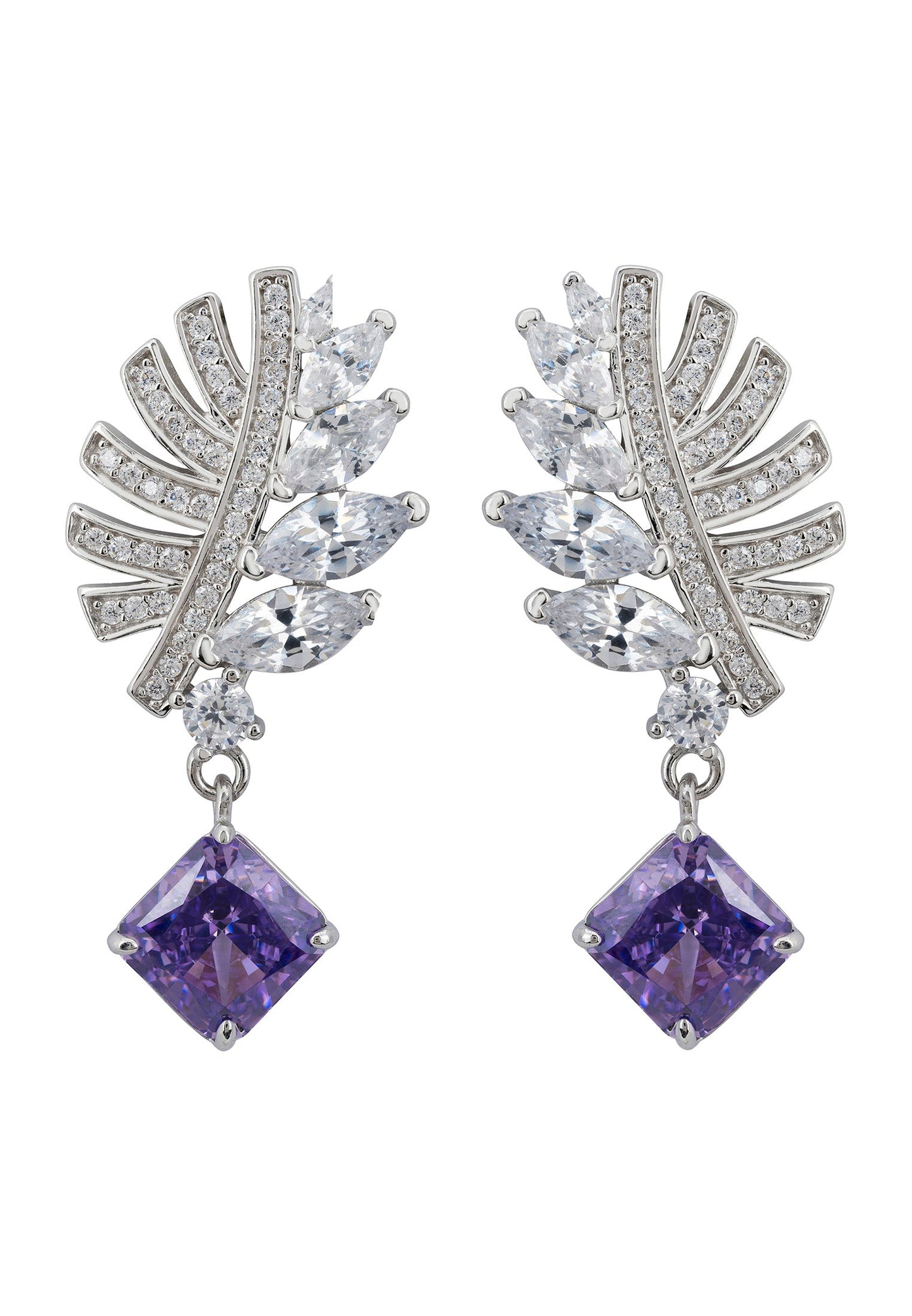 Palm Leaf Amethyst Earrings