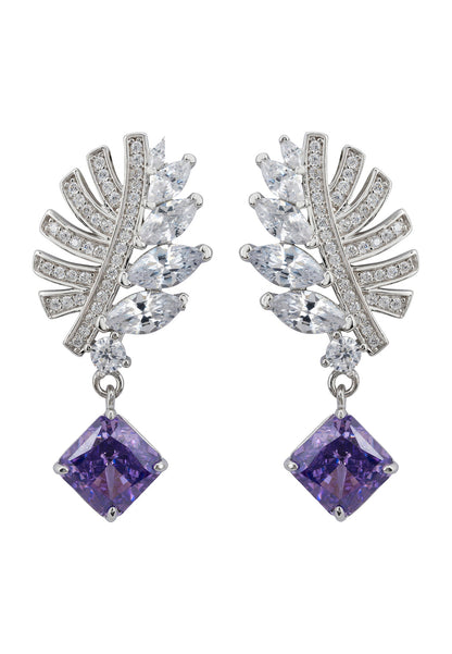 Palm Leaf Amethyst Earrings