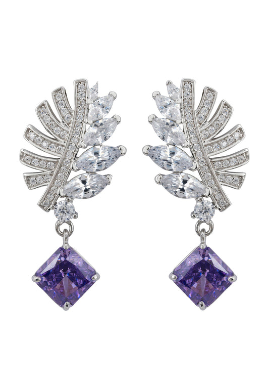 Palm Leaf Amethyst Earrings