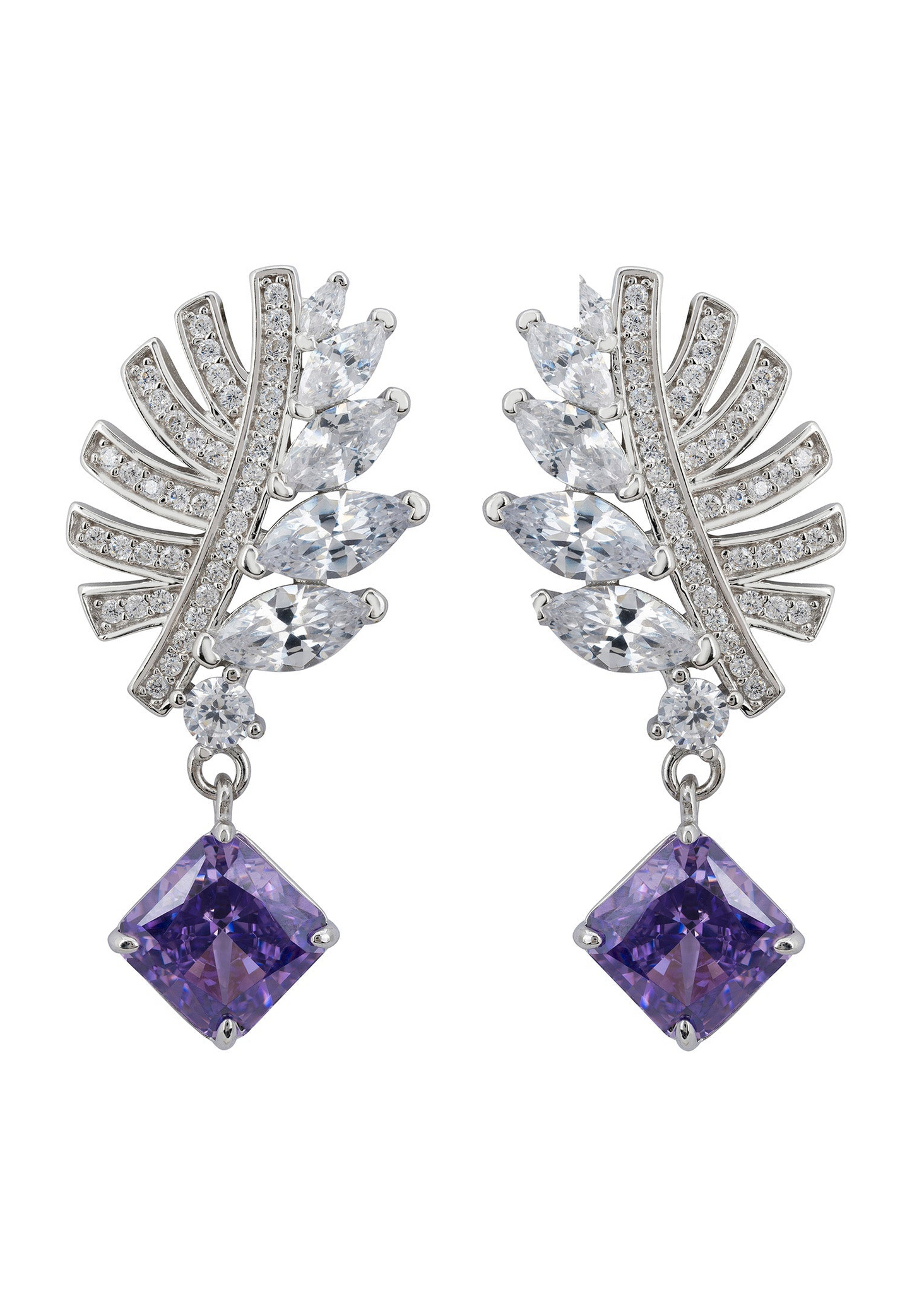 Palm Leaf Amethyst Earrings