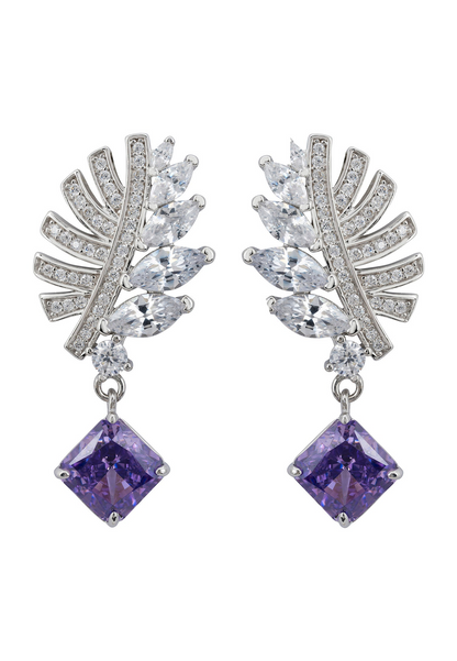 Palm Leaf Amethyst Earrings