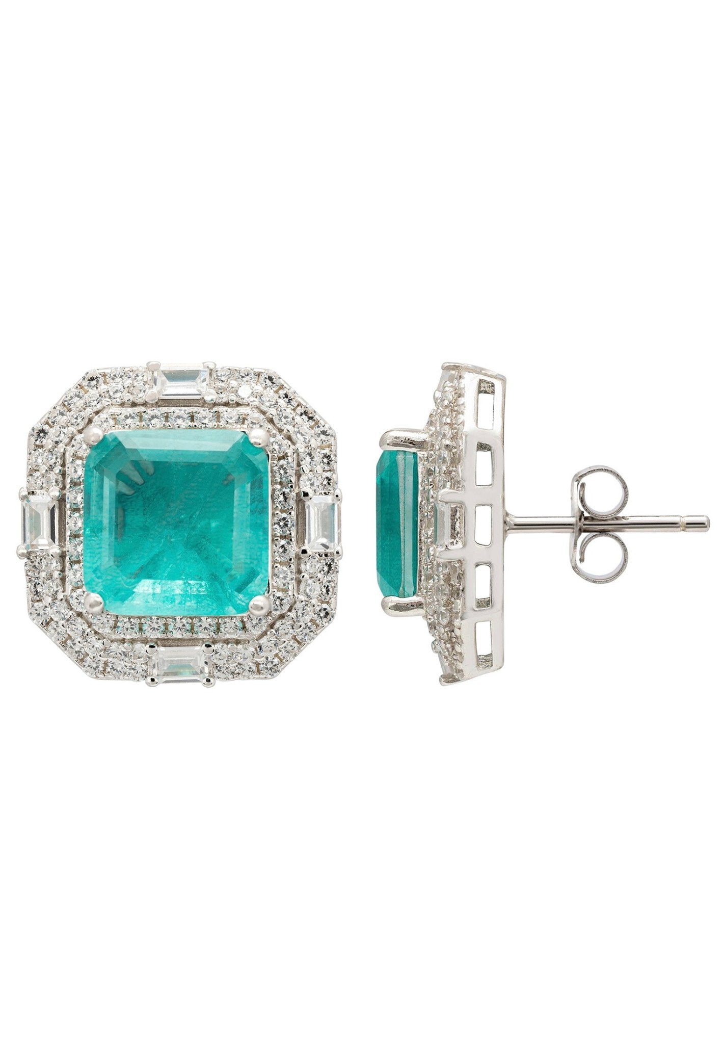 Kara Paraiba Tourmaline Large Stud Earrings Silver