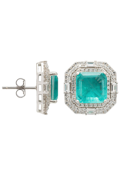 Kara Paraiba Tourmaline Large Stud Earrings Silver