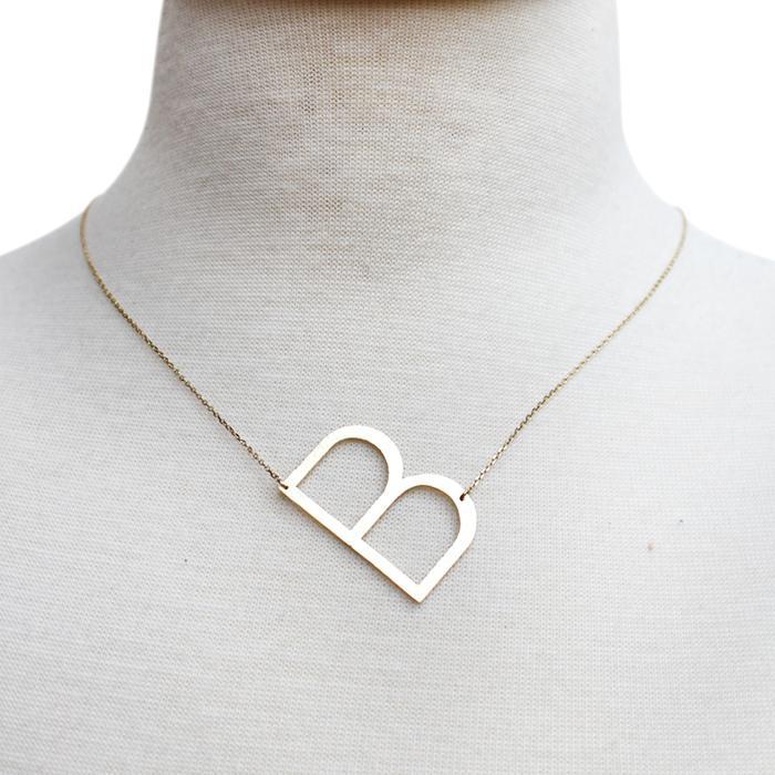 Gold Initial Necklace with Custom Charm