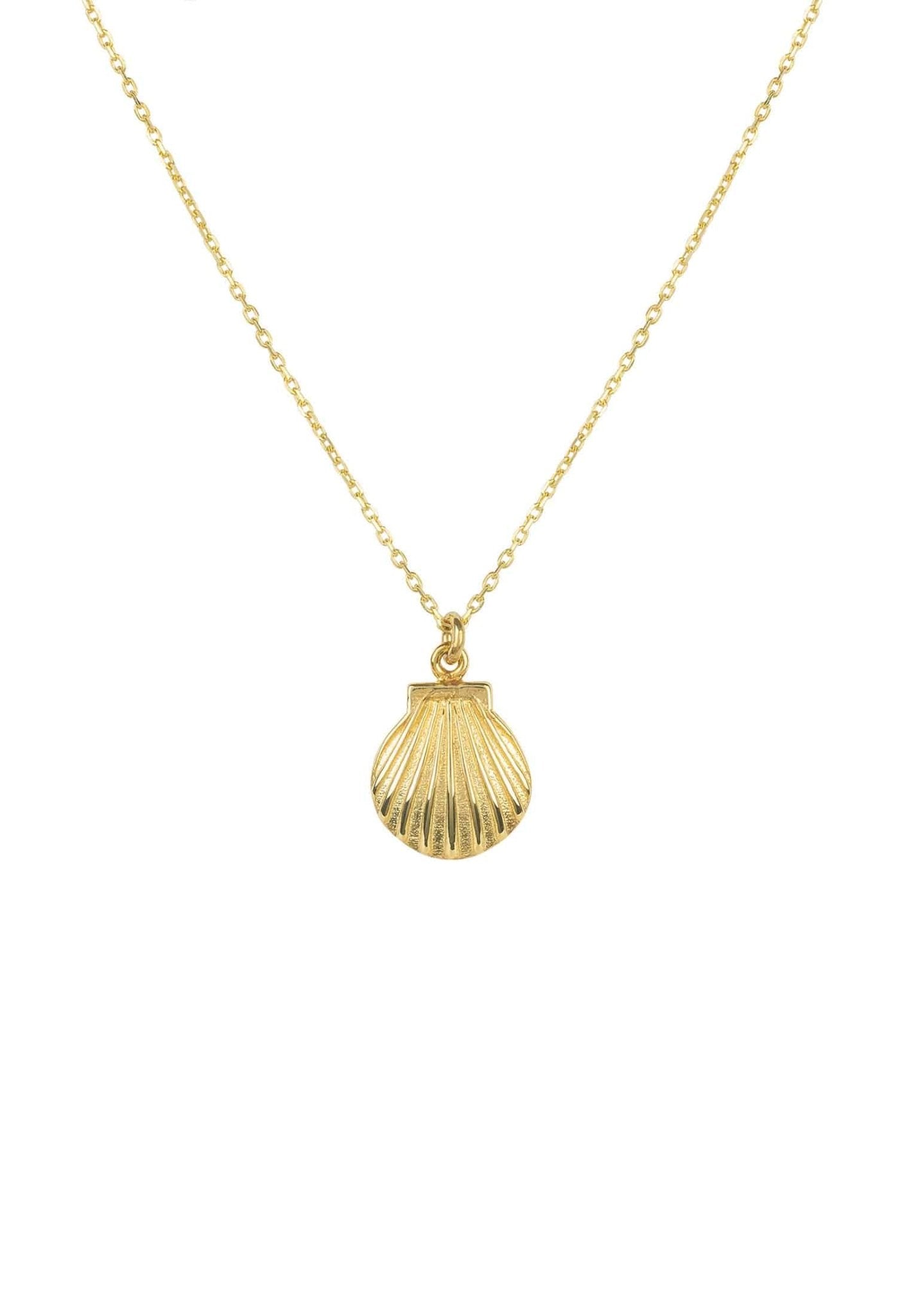 SeaShell Necklace with a gold finish on display