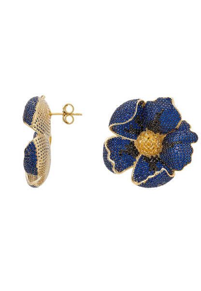 Poppy Sapphire Blue Earrings Gold