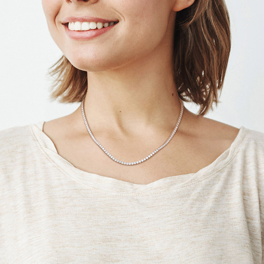 12.5 CTW Lab-Created Moissanite Tennis Necklace (14K Gold Over Brass)