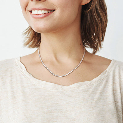 12.5 CTW Lab-Created Moissanite Tennis Necklace (14K Gold Over Brass)