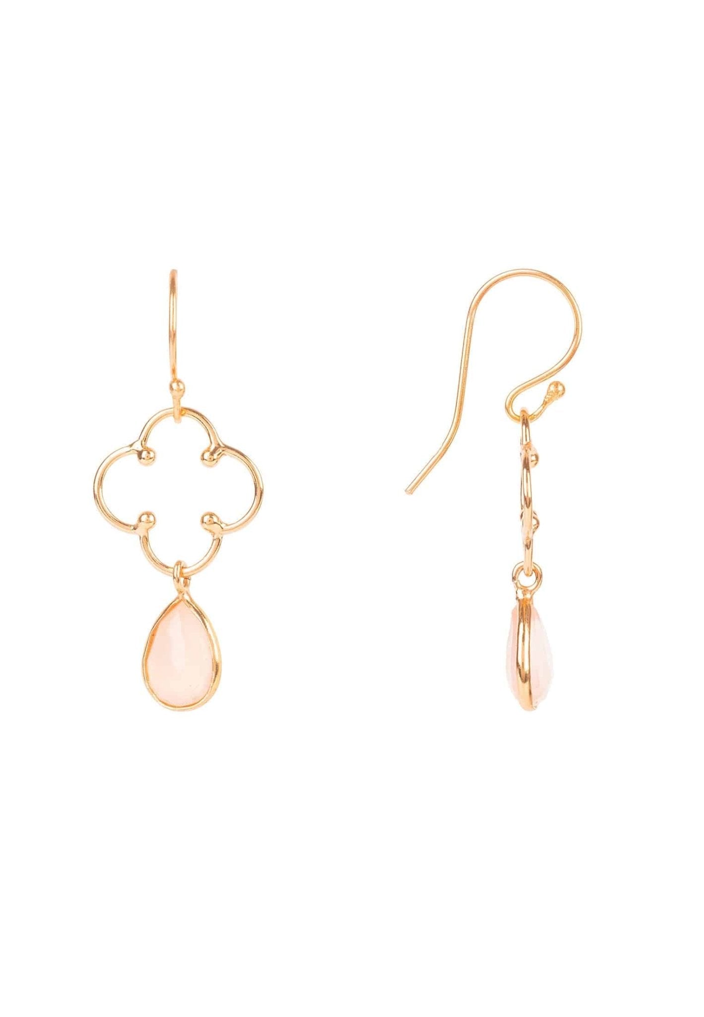 Rose Gold Gemstone Drop Earrings with Rose Quartz