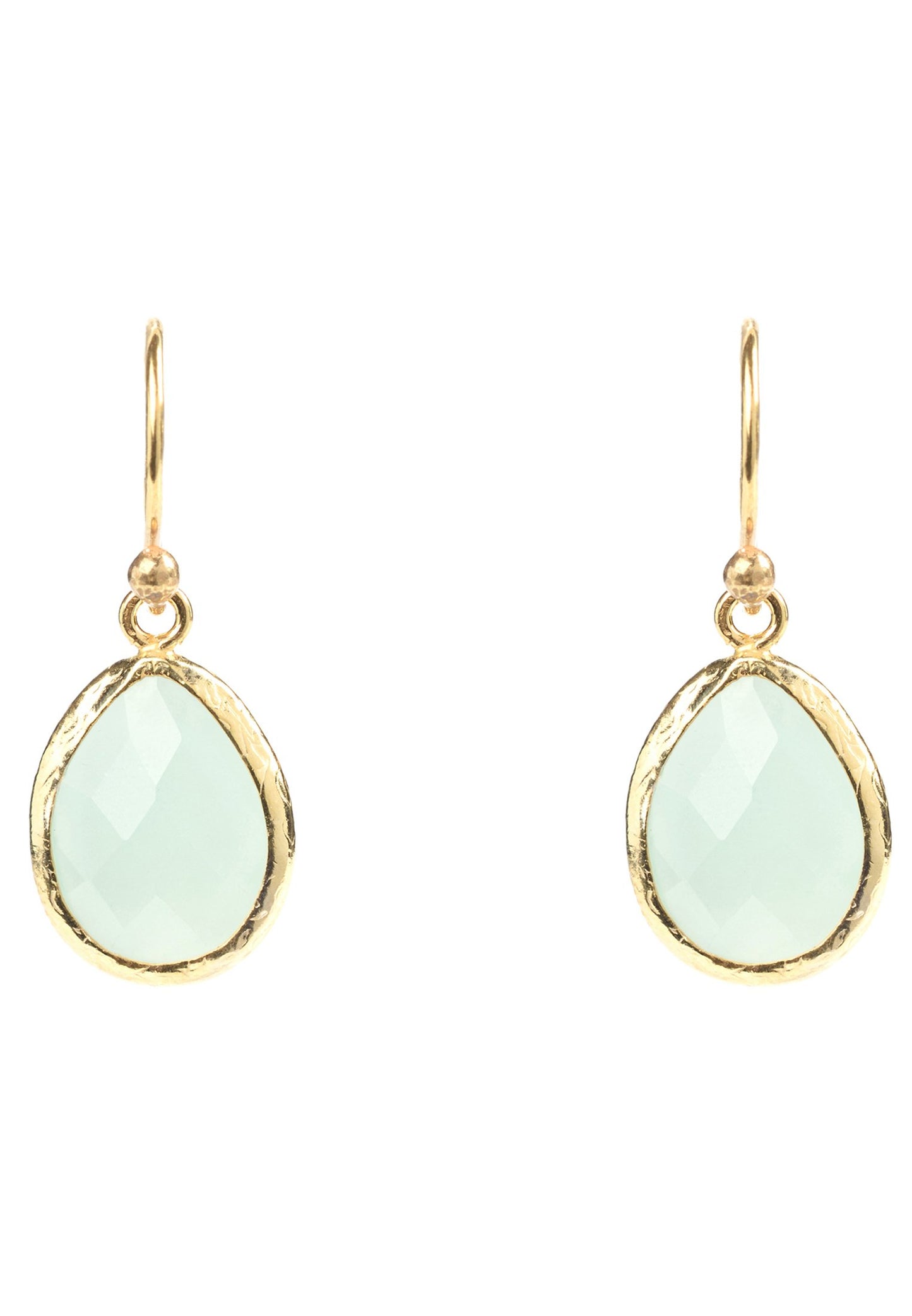 Lightweight Gold Drop Earrings with Aqua Chalcedony