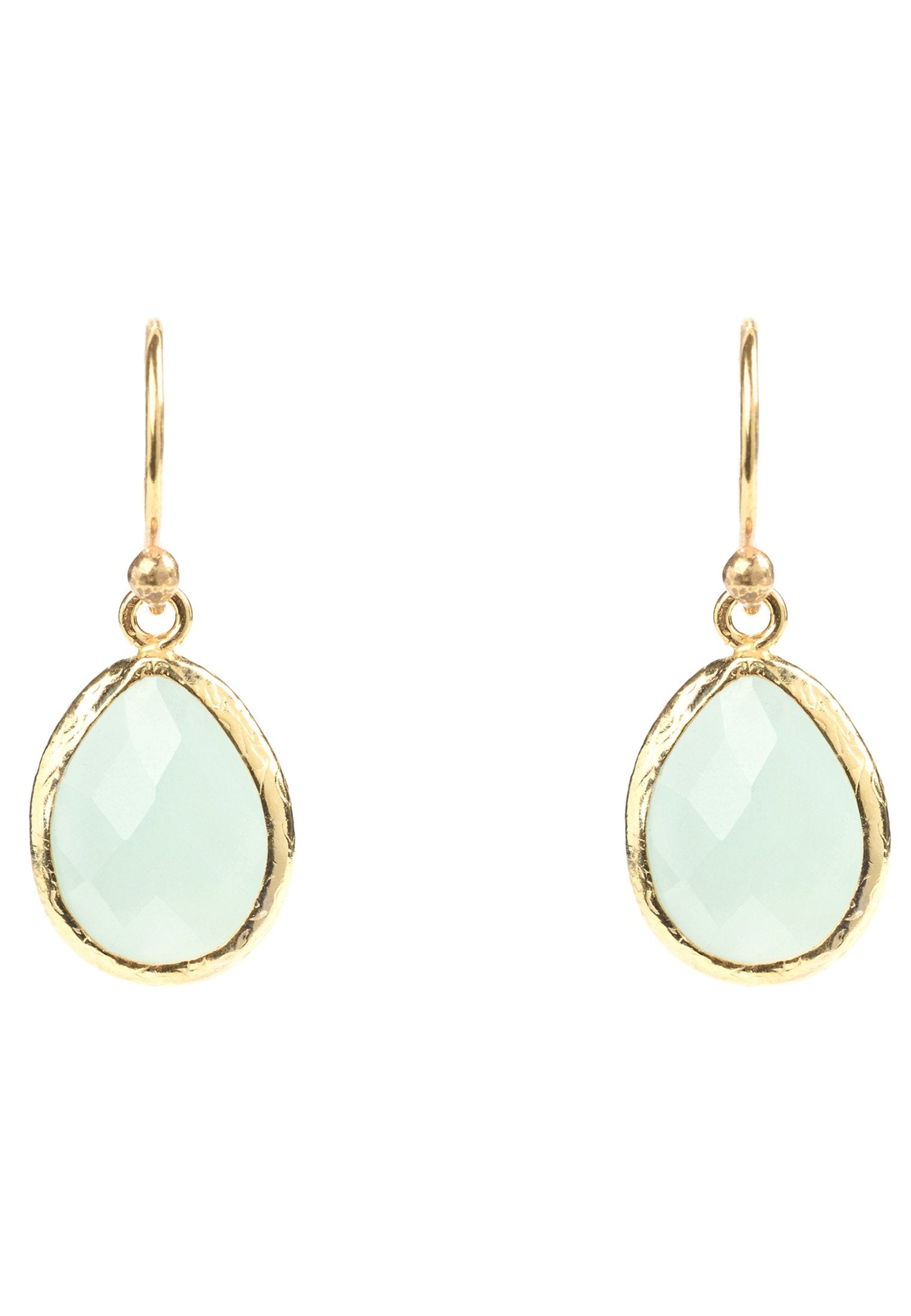 Lightweight Gold Drop Earrings with Aqua Chalcedony