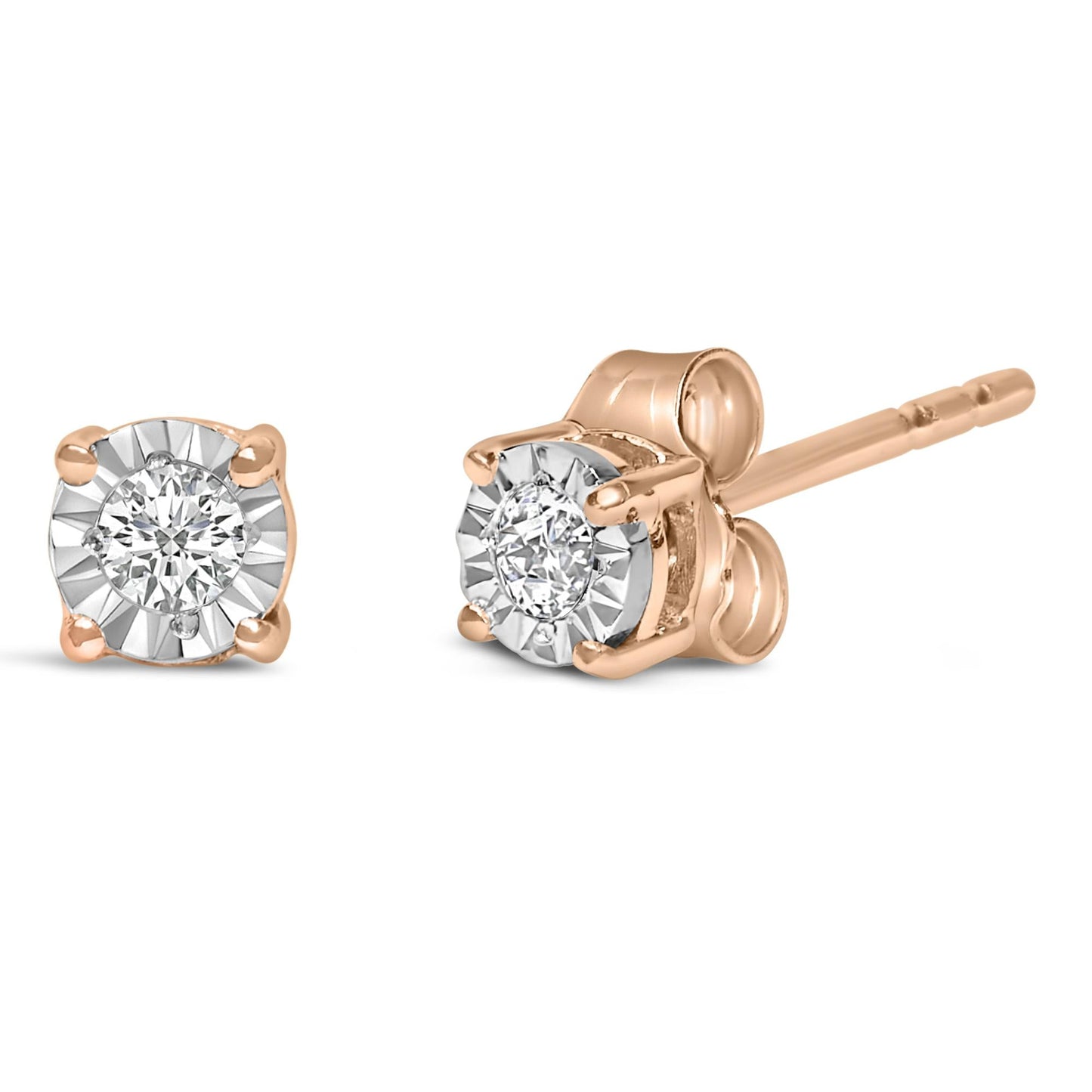 Round Brilliant-Cut Small Lab Grown Diamond Miracle-Set Stud Earrings