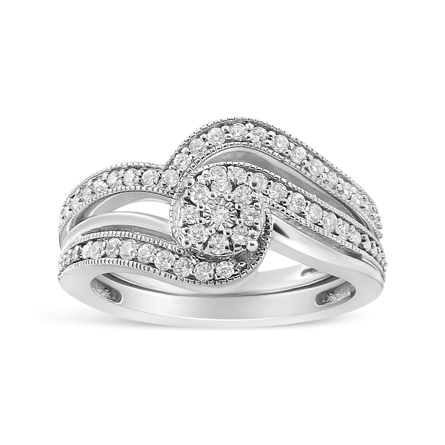 Vintage-Style Bridal Set Ring and Band