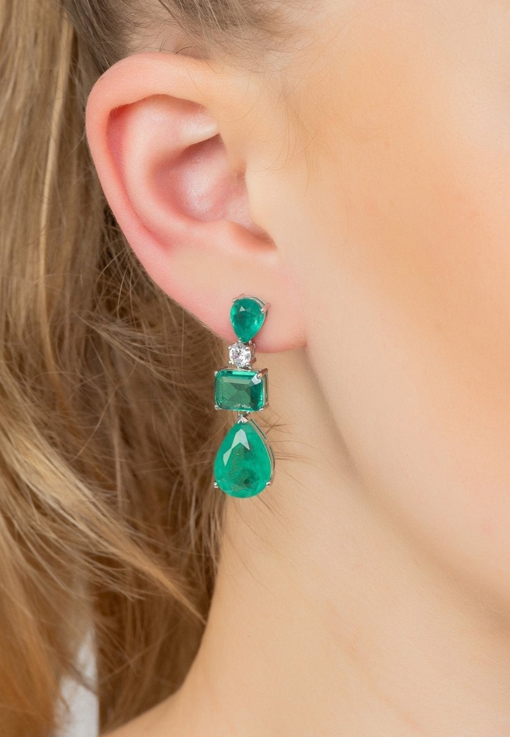 Colombian Emerald Pear Drop Earrings