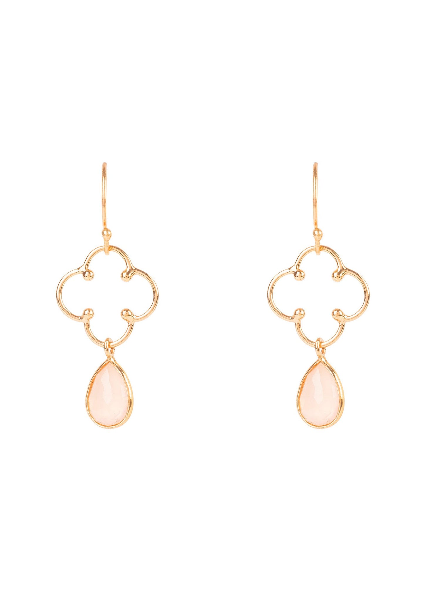 Elegant Clover Design Rose Gold Drop Earrings