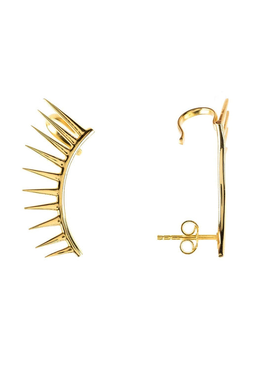 Sterling silver ear cuff with spikey geometric design | Gold