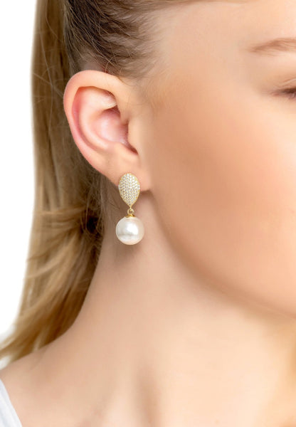 Pearl Classic Drop Earrings Gold