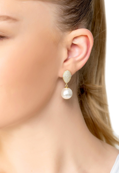 Pearl Classic Drop Earrings Gold