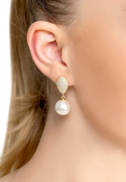 Pearl Classic Drop Earrings Gold