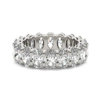 4 CTW Oval Lab Grown Diamond Couture Classic Eternity Ring 14K White Gold (G-Vs)