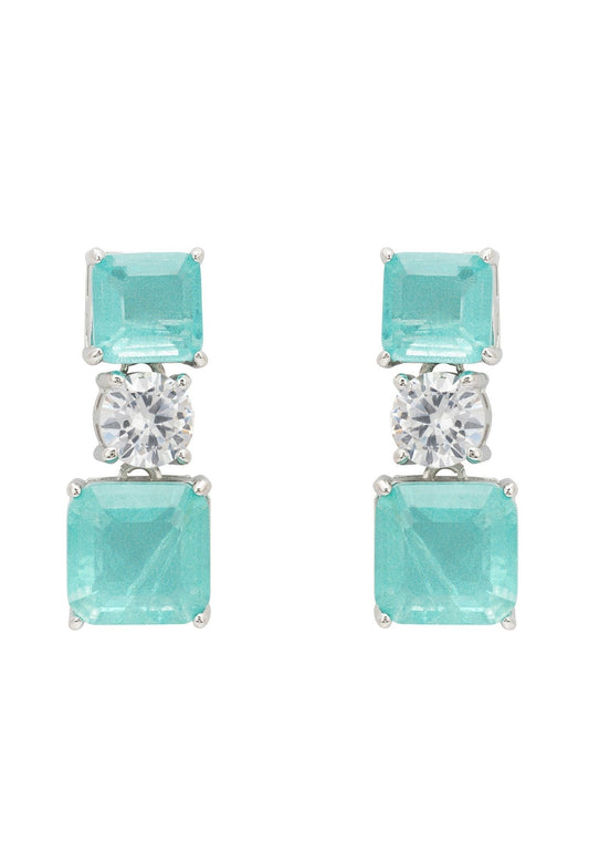 Paraiba Tourmaline Silver Drop Earrings