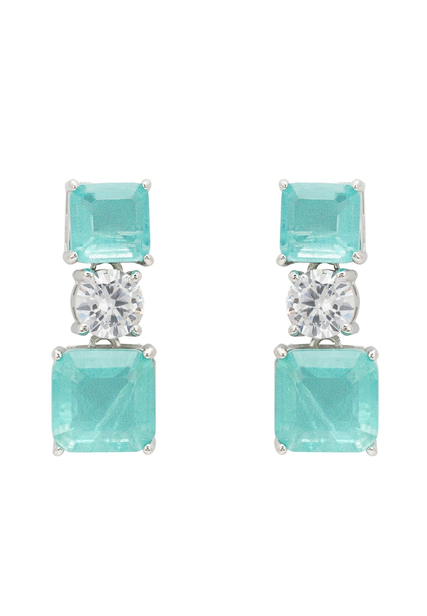 Paraiba Tourmaline Silver Drop Earrings