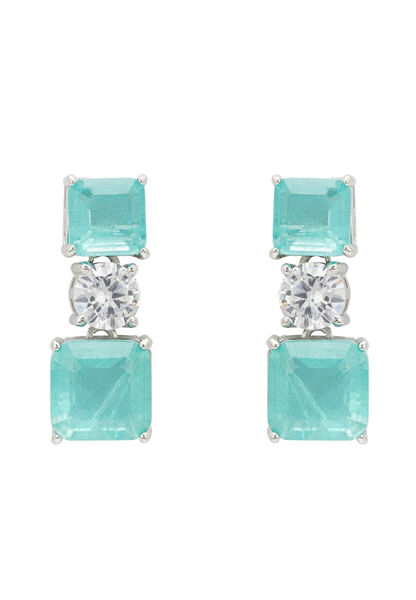 Paraiba Tourmaline Silver Drop Earrings