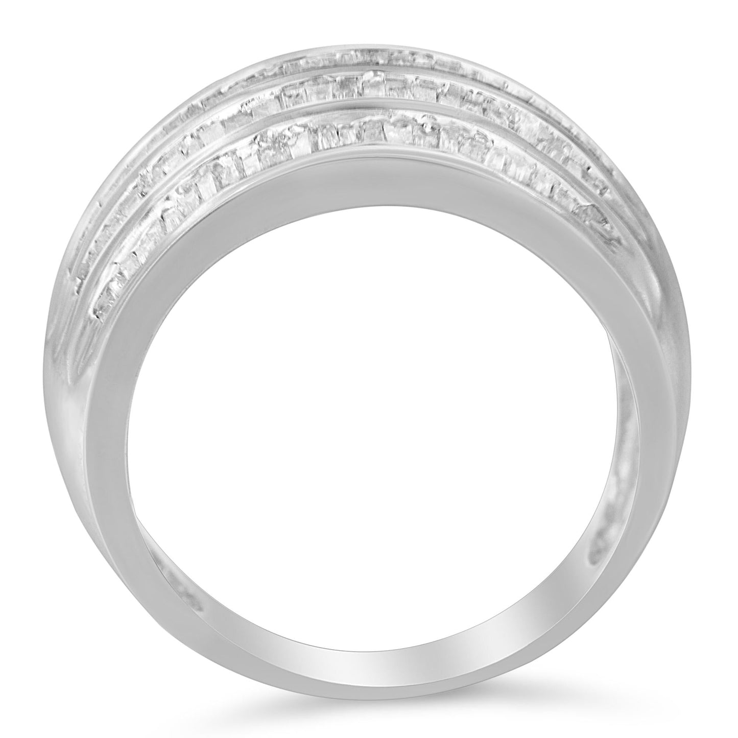 Taylor Baguette-Cut Diamond 6-Row Channel Set Domed Tapered Cocktail Ring