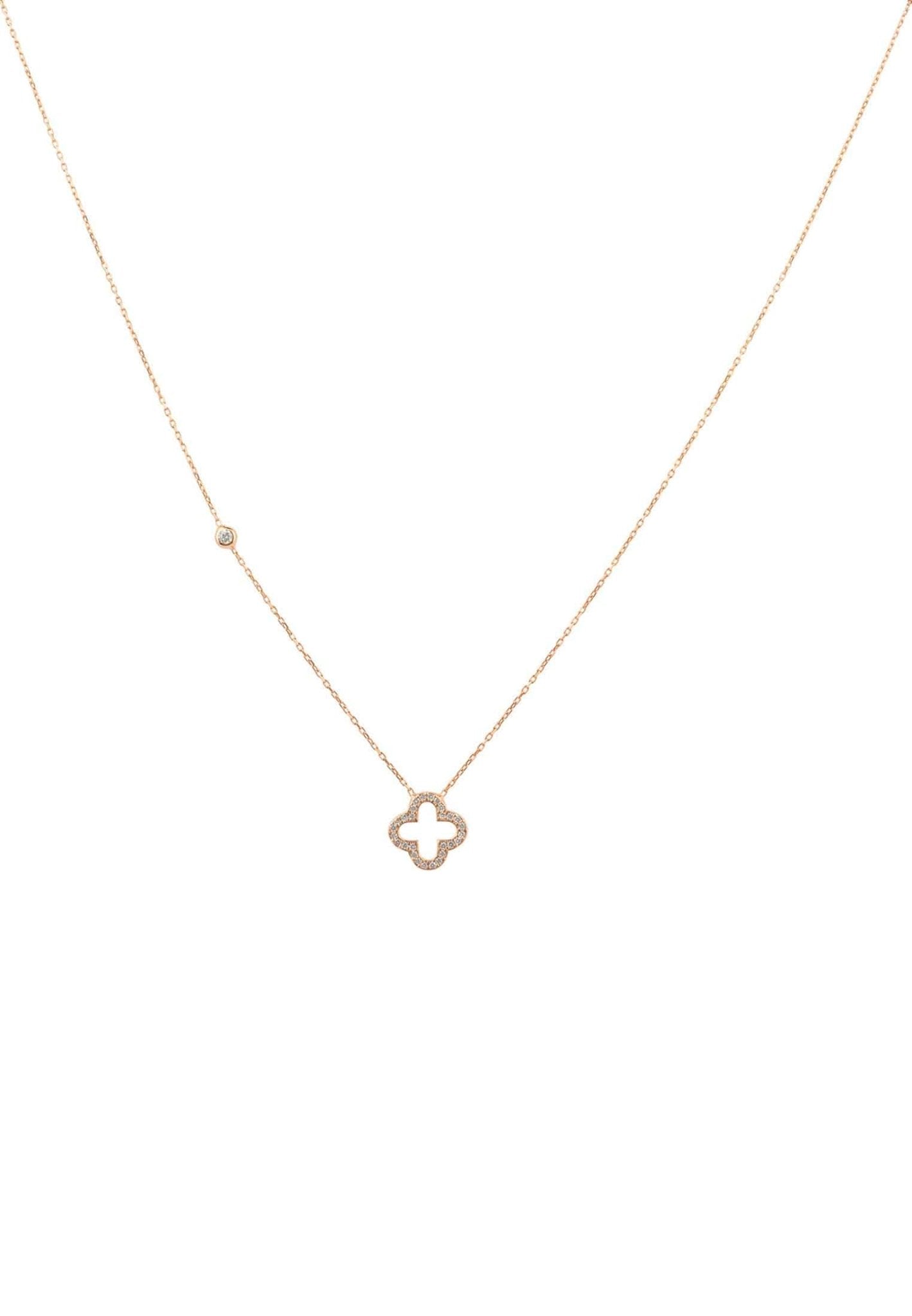 Open Clover Pendant Necklace in Rose Gold