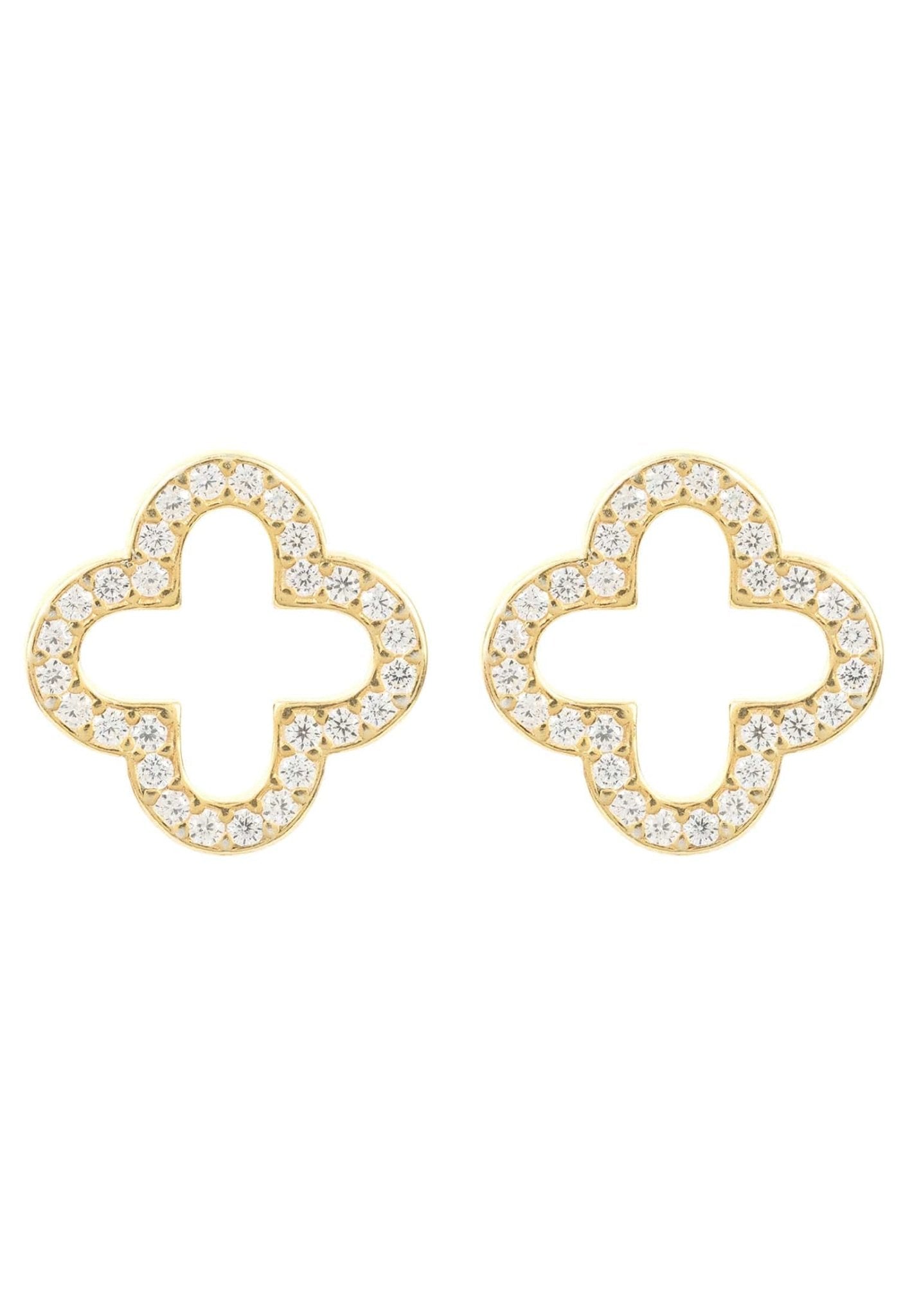 Open Clover Earrings in Gold Plated