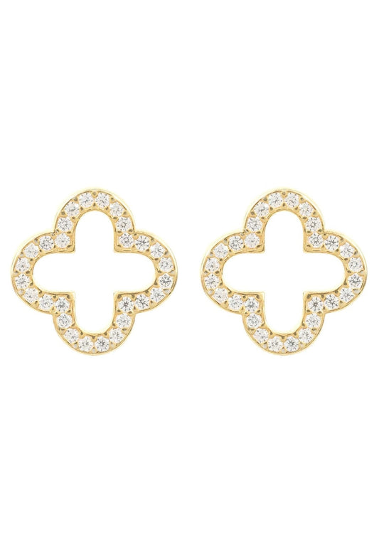 Open Clover Earrings in Gold Plated