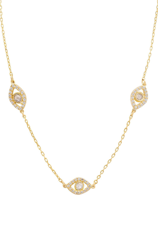 Triple Elliptical Eyes Necklace in Gold