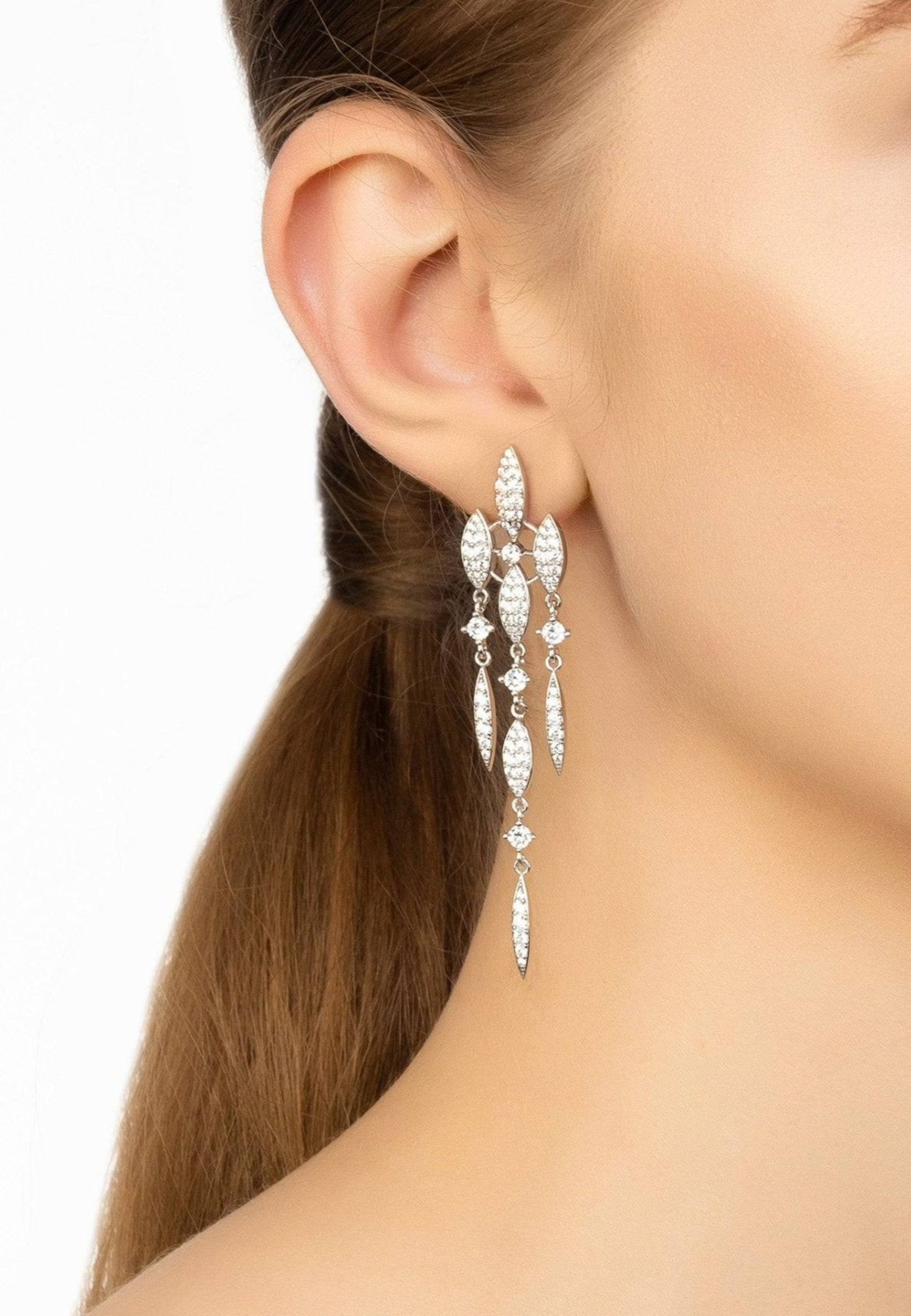 Valencia Statement Drop Earring White Cz Silver