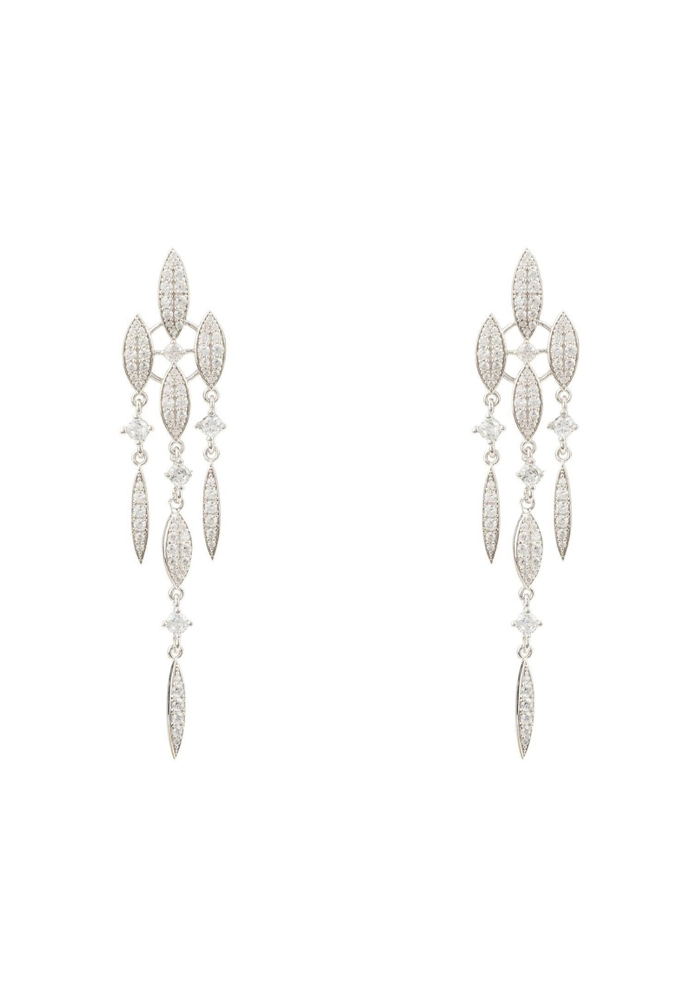 Valencia Statement Drop Earring White Cz Silver