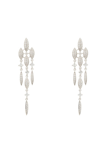 Valencia Statement Drop Earring White Cz Silver