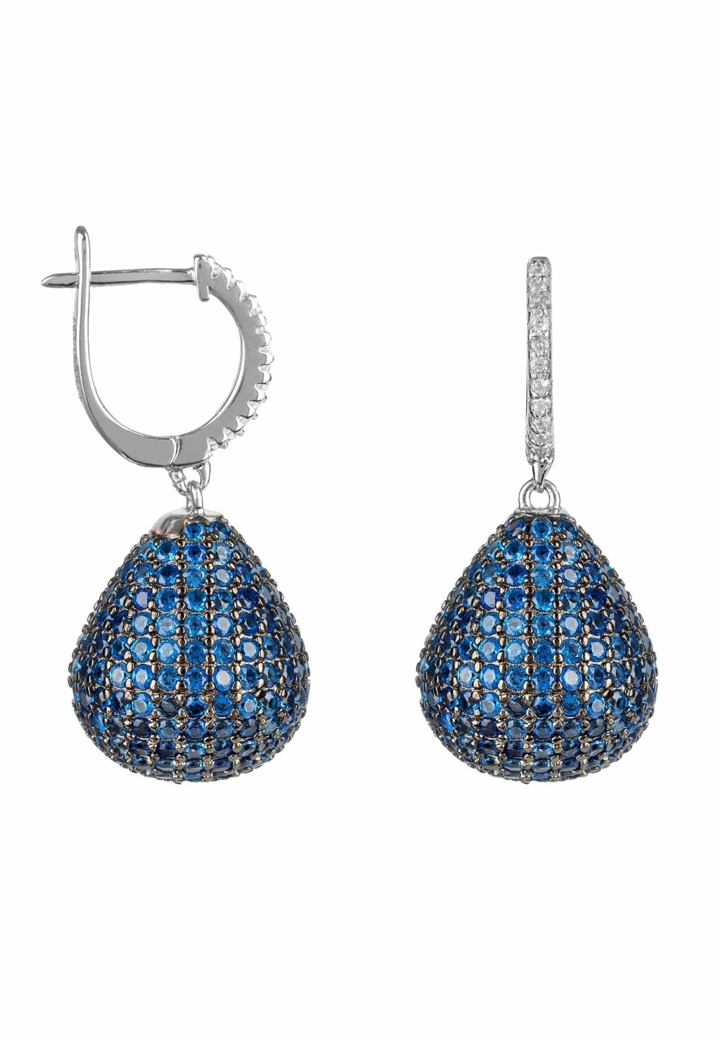 Valerie Pear Drop Gemstone Earrings Silver Sapphire Blue