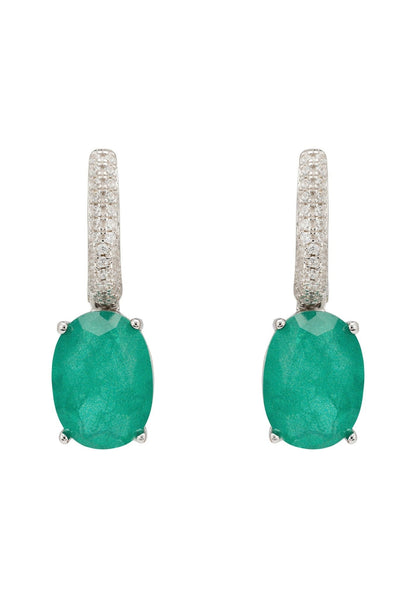 Colombian Emerald Oval Drop Earrings