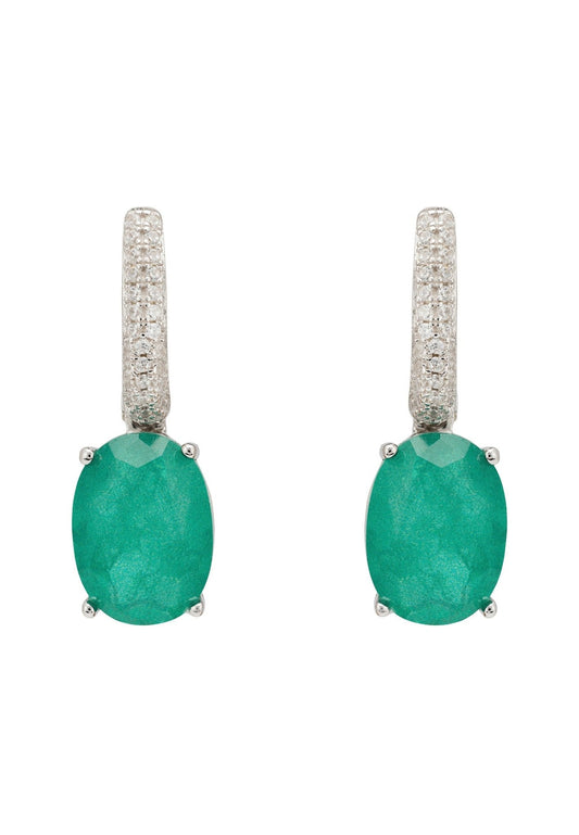 Colombian Emerald Oval Drop Earrings