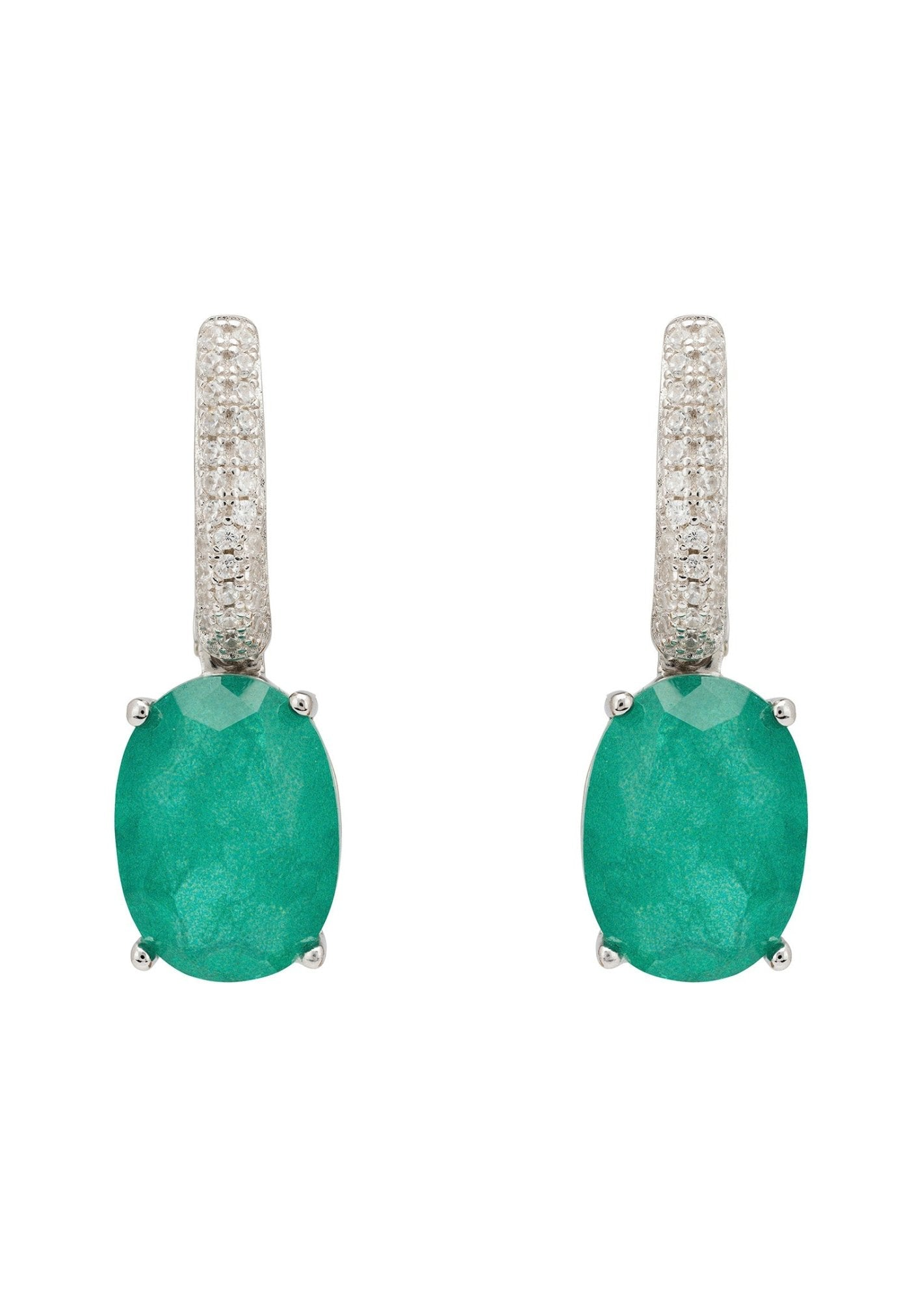 Colombian Emerald Oval Drop Earrings